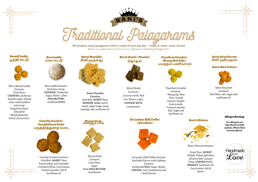 Rani’s Traditional Palagarams – Freshly Made for Your Big Day